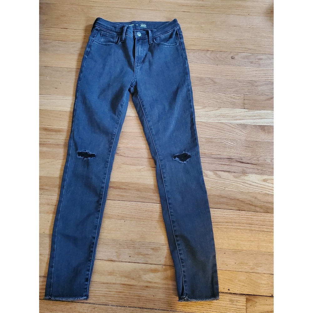 Old Navy Rockstar Jeggings High Rise Gray Distressed Raw Hem Size 14 360 Stretch